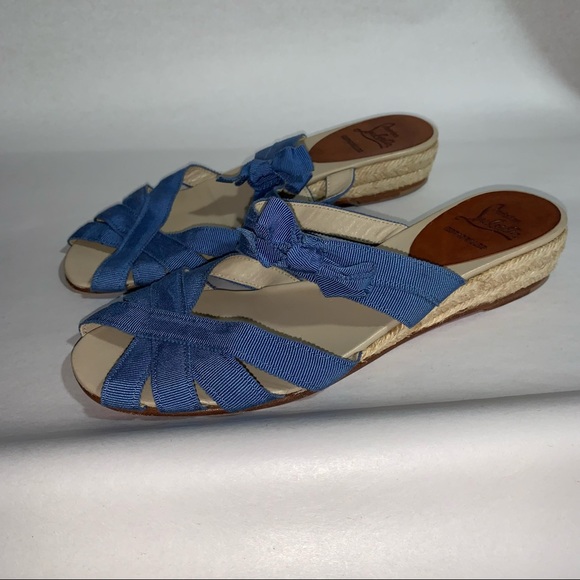 CHRISTIAN LOUBOUTIN size 35 rope wrapped wedge mule ESPADRILLES - Picture 4 of 10